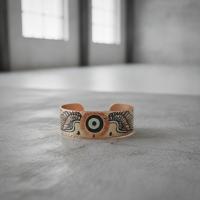Kalın Bakır Bileklik - Mavi Siyah Göz Desen Model 013