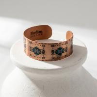 Kalın Bakır Bileklik - Mavi Geometrik Desen Model 014