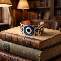 Kalın Bakır Bileklik - Mavi Göz Desen Model 035