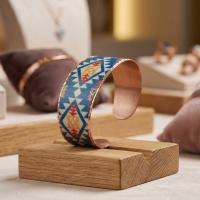 Kalın Bakır Bileklik - Mavi Geometrik Desen Model 043