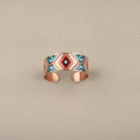 Kalın Bakır Bileklik - Mavi Kırmızı Geometrik Desen Model 047