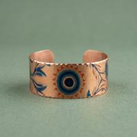 Kalın Bakır Bileklik - Mavi Göz Desen Model 048