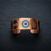 Kalın Bakır Bileklik - Mavi Göz Desen Model 048