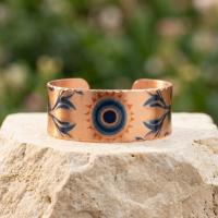 Kalın Bakır Bileklik - Mavi Göz Desen Model 048