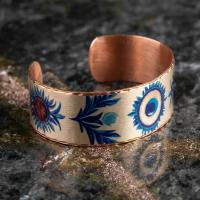 Kalın Bakır Bileklik - Mavi Göz Desen Model 051