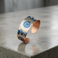 Kalın Bakır Bileklik - Mavi Göz Desen Model 057