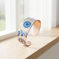 Kalın Bakır Bileklik - Mavi Göz Desen Model 057