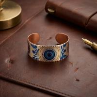 Kalın Bakır Bileklik - Mavi Göz Desen Model 057