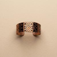 Kalın Bakır Bileklik - Siyah Geometrik Desen Model 062