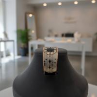 Kalın Bakır Bileklik - Siyah Güneş Yıldız Geometrik Desen Model 064