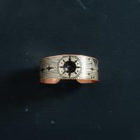 Kalın Bakır Bileklik - Siyah Güneş Yıldız Geometrik Desen Model 064