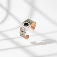Kalın Bakır Bileklik - Siyah Güneş Yıldız Geometrik Desen Model 064
