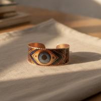 Kalın Bakır Bileklik - Mavi Göz Geometrik Desen Model 065