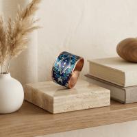 Kalın Bakır Yüzük - Mavi Mor Geometrik Desen Model 003