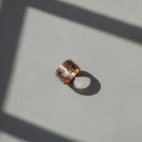 Kalın Bakır Yüzük - Siyah Geometrik Desen Model 004