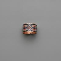 Kalın Bakır Yüzük - Siyah Geometrik Desen Model 006