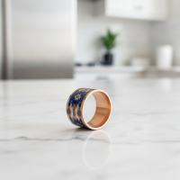 Kalın Bakır Yüzük - Mavi Geometrik Desen Model 008
