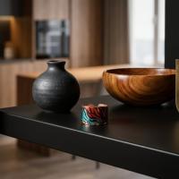 Kalın Bakır Yüzük - Mavi Turuncu Abstrakt Desen Model 015