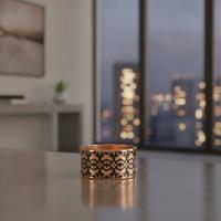Kalın Bakır Yüzük - Krem Kahverengi Geometrik Desen Model 021