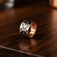 Kalın Bakır Yüzük - Siyah Geometrik Desen Model 022