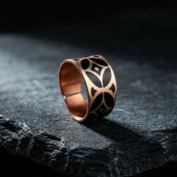 Kalın Bakır Yüzük - Siyah Geometrik Desen Model 022