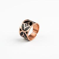 Kalın Bakır Yüzük - Siyah Geometrik Desen Model 022