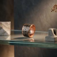 Kalın Bakır Yüzük - Klasik Siyah Yunan Motifli Model 023