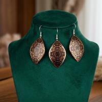 Bakır Küpe - Kahverengi Desen Gravür Model 003