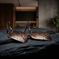 Bakır Küpe - Kahverengi Desen Gravür Model 003