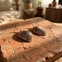 Bakır Küpe - Kahverengi Desen Gravür Model 003