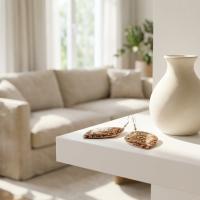Bakır Küpe - Koyu Kahverengi Güneş Desen Model 008