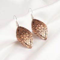 Bakır Küpe - Kahverengi Çiçek Mandala Desen Model 009