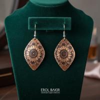 Bakır Küpe - Güneş Koleksiyonu Siyah Kahverengi Model 012