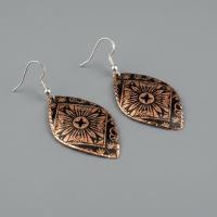 Bakır Küpe - Siyah Güneş Desen Model 016