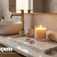 Bakır Küpe - Sarı Mavi Çiçek Desen Model 017