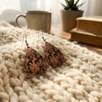 Bakır Küpe - Siyah Kelebek Desen Model 024