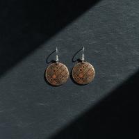 Bakır Küpe - Bronz Desen Nokta Detay Model 031