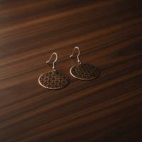 Bakır Küpe - Kahverengi Desen Nokta Desen Model 033