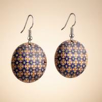 Bakır Küpe - Krem Kahverengi Kırmızı Geometrik Model 046