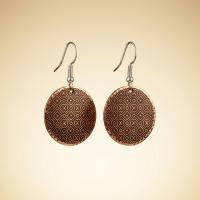 Bakır Küpe - Kahverengi Daire Örgü Desen Model 048