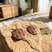 Bakır Küpe - Kahverengi Desen Model 050
