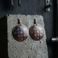 Bakır Küpe - Bronz Altın Nokta Desen Model 051