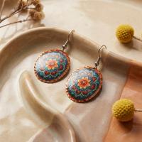 Bakır Küpe - Bohem Turquoise Turuncu Kırmızı Model 055