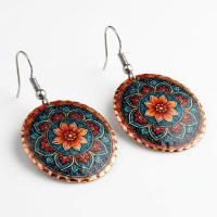 Bakır Küpe - Bohem Turquoise Turuncu Kırmızı Model 055