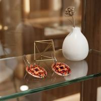 Bakır Küpe - Kırmızı Taş Kırmızı Taşlı Desen Model 057