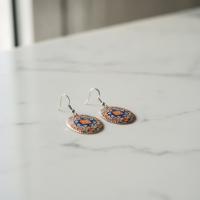 Bakır Küpe - Bohem Kahverengi Geometrik Desen Model 061