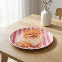 Dekoratif Bakır Tabak - Köpeksever Pembe Turuncu Beyaz Model 013