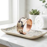 Kilim Bordür Motifli El Yapımı Kalın Bakır Bileklik - Seri 049