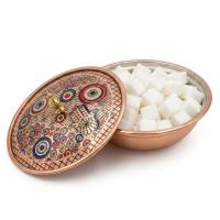 Tekli Bakır Şekerlik Safir Modeli – Küçük 7 CM Çap