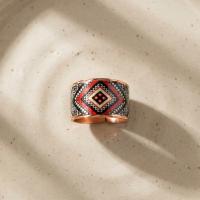 Sade Geometrik Motifli El Yapımı Kalın Bakır Yüzük - Seri 032